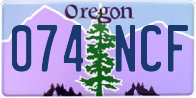 OR license plate 074NCF