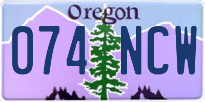 OR license plate 074NCW