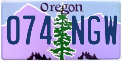 OR license plate 074NGW