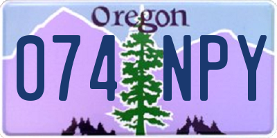 OR license plate 074NPY