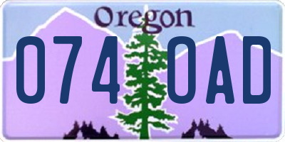 OR license plate 074OAD