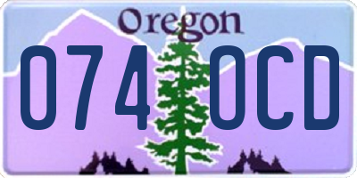 OR license plate 074OCD