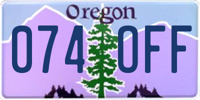 OR license plate 074OFF