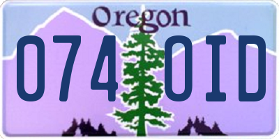 OR license plate 074OID