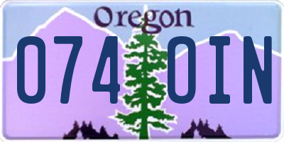 OR license plate 074OIN