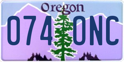 OR license plate 074ONC