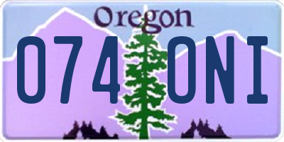 OR license plate 074ONI