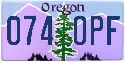 OR license plate 074OPF