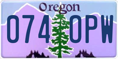 OR license plate 074OPW