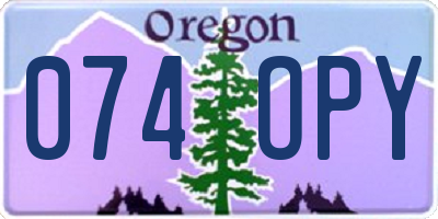 OR license plate 074OPY