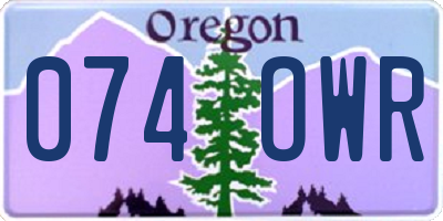 OR license plate 074OWR