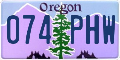 OR license plate 074PHW