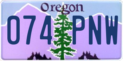 OR license plate 074PNW