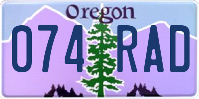 OR license plate 074RAD