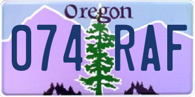 OR license plate 074RAF