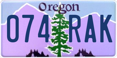 OR license plate 074RAK