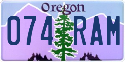 OR license plate 074RAM