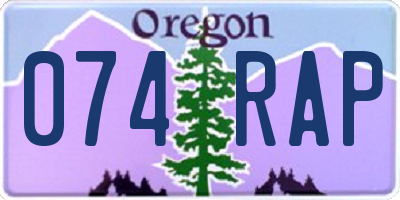 OR license plate 074RAP