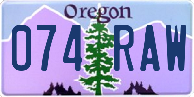 OR license plate 074RAW