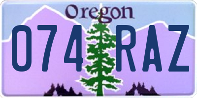 OR license plate 074RAZ