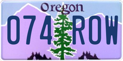 OR license plate 074ROW