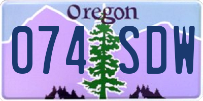 OR license plate 074SDW