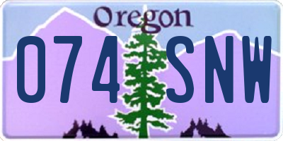 OR license plate 074SNW