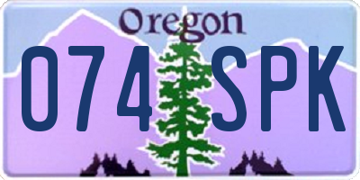 OR license plate 074SPK