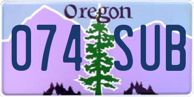 OR license plate 074SUB