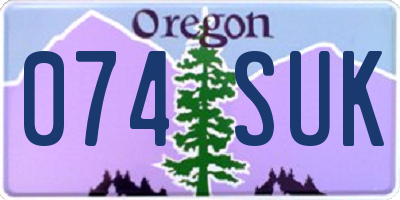 OR license plate 074SUK