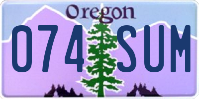 OR license plate 074SUM