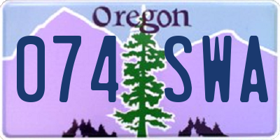 OR license plate 074SWA