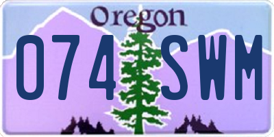 OR license plate 074SWM