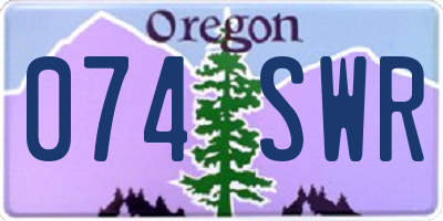 OR license plate 074SWR