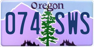 OR license plate 074SWS