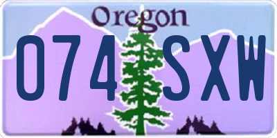 OR license plate 074SXW