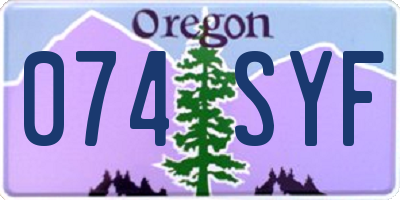 OR license plate 074SYF
