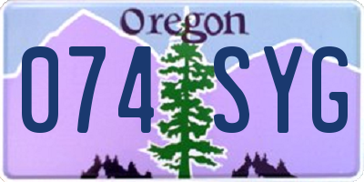 OR license plate 074SYG