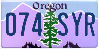 OR license plate 074SYR