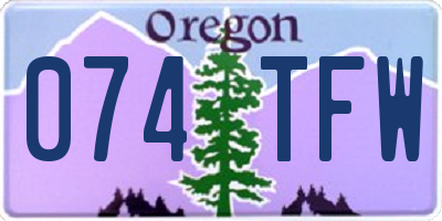 OR license plate 074TFW