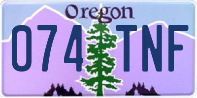 OR license plate 074TNF