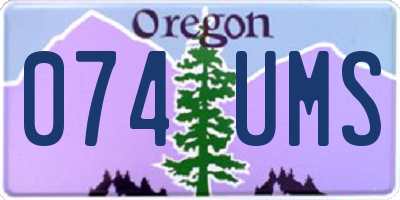 OR license plate 074UMS