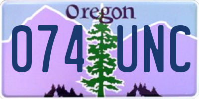 OR license plate 074UNC