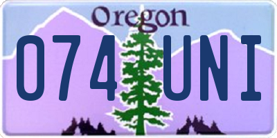 OR license plate 074UNI