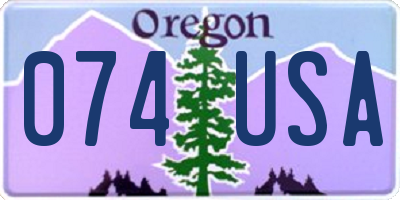 OR license plate 074USA