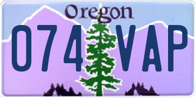 OR license plate 074VAP