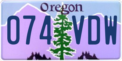 OR license plate 074VDW