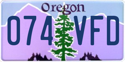 OR license plate 074VFD