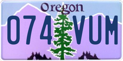 OR license plate 074VUM