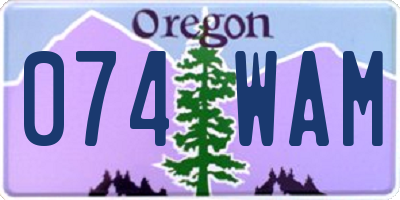 OR license plate 074WAM